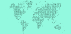 Map of the Earth with connectors